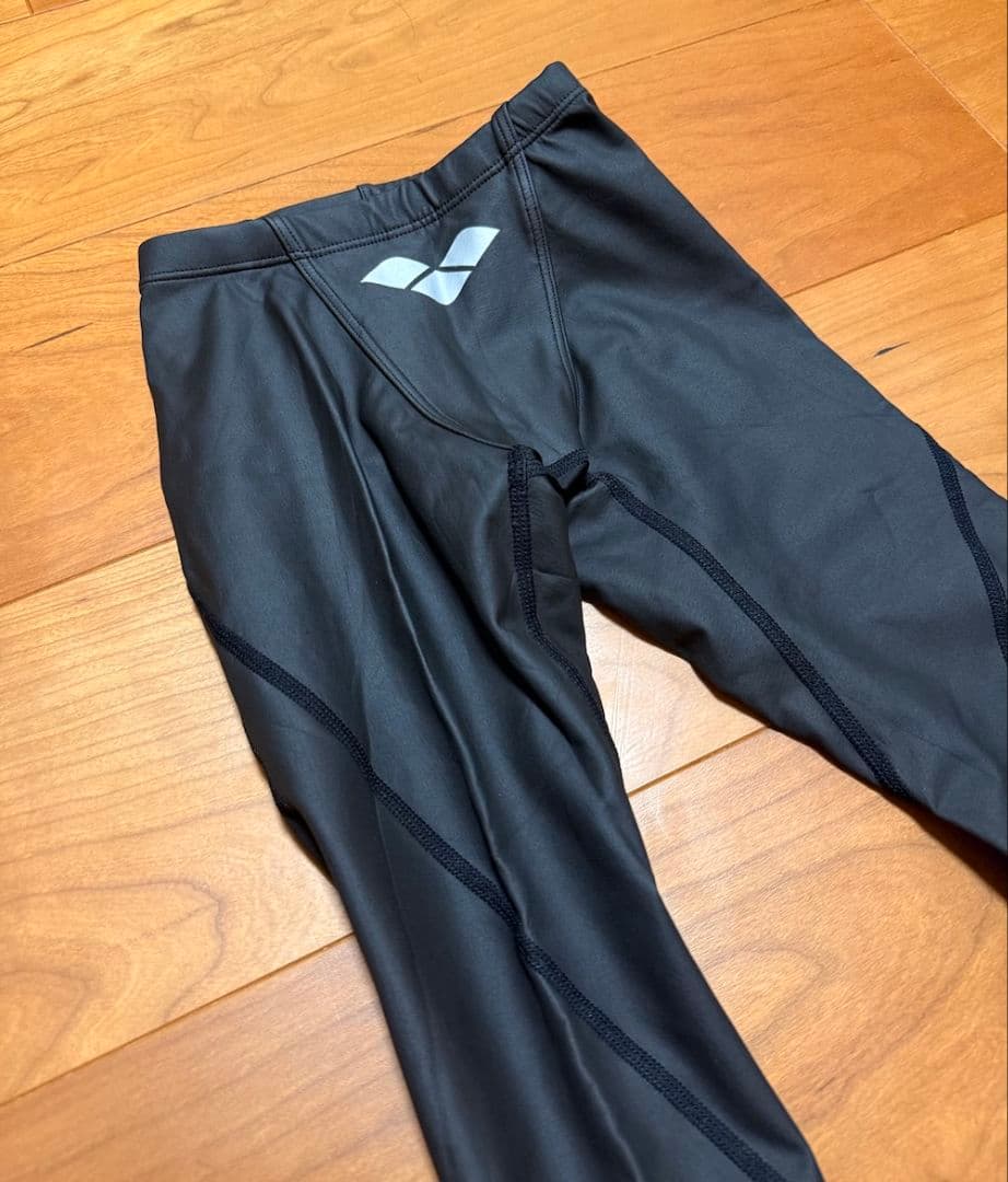 【美品】arena アクアフォース ゼロプラス ロングスパッツ ラバー ブラック