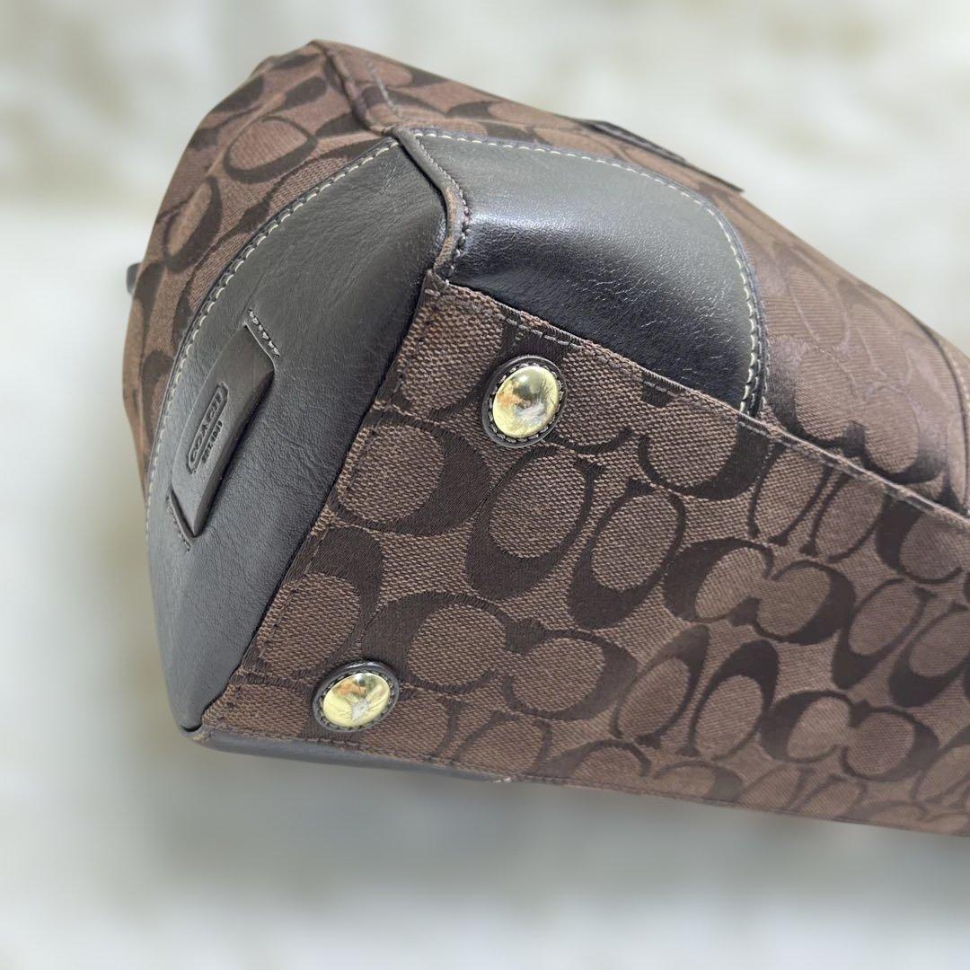 美品COACH トートバッグ 黒 肩掛け キャンバス レザー 11063 コーチ