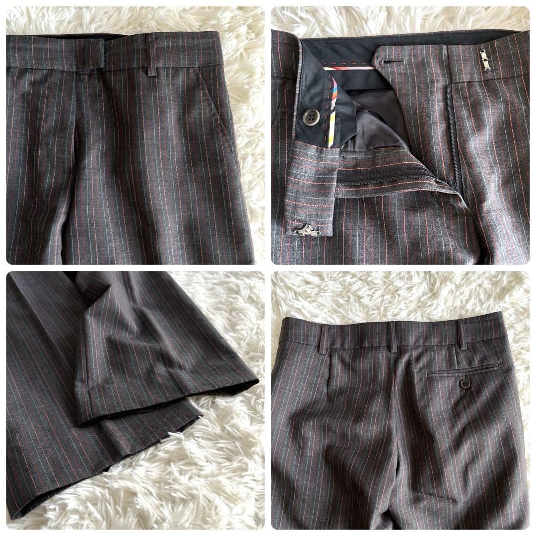 【PAUL SMITH】パンツスーツ マルチストライプ グレー 40/38