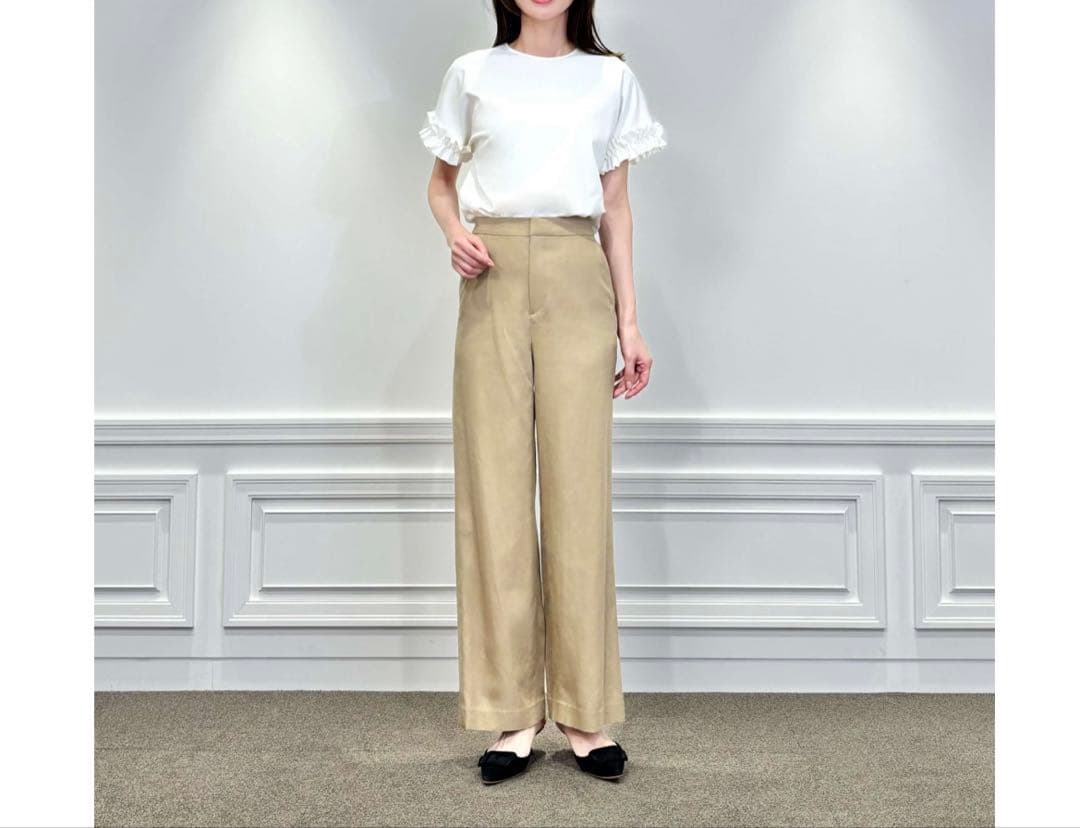 新品❣️ タグ付き❣️ エムプルミエ❣️ ポンチギャザーフリルフレンチカットソー❣️