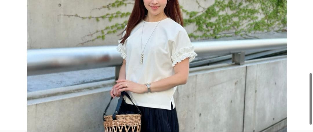 新品❣️ タグ付き❣️ エムプルミエ❣️ ポンチギャザーフリルフレンチカットソー❣️