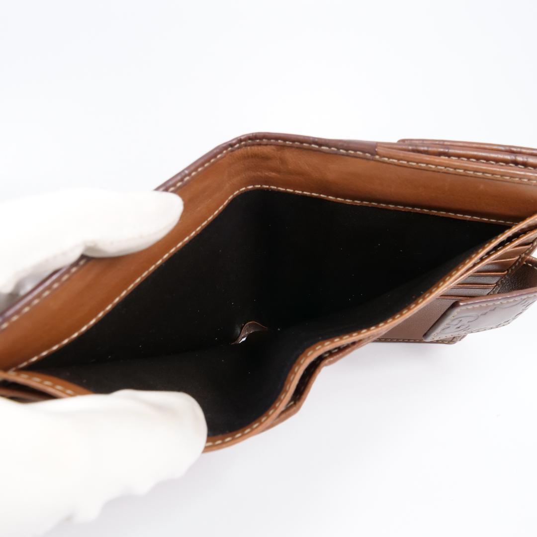 美品✨ GUCCI グッチ 二つ折り財布 シマ リボン ブラウン