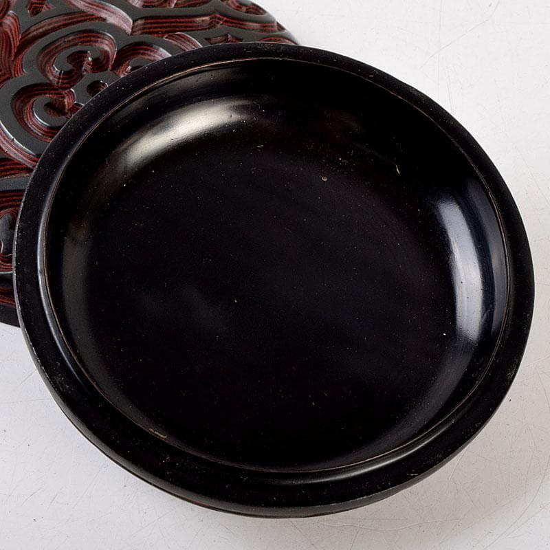 中国　堆黒　倶利香合　時代箱　V　8817