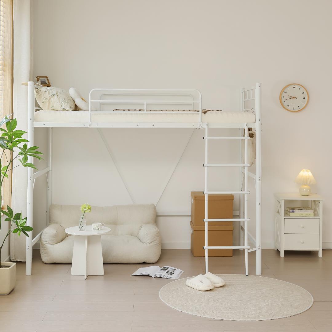 超人気✨ロフトベッド（S）コンセント付き送料無料 スチール 耐震ベッド　ホワイト