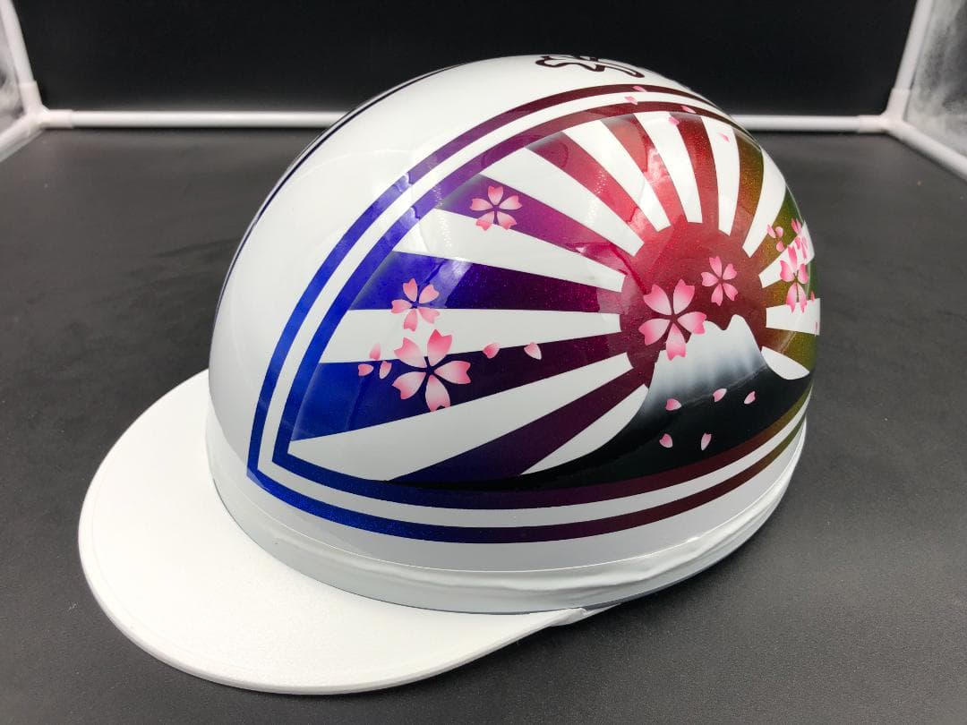 コルク半　カスタム　富士日章　三つボタン　ホワイトグラデーション　ラメ　桜