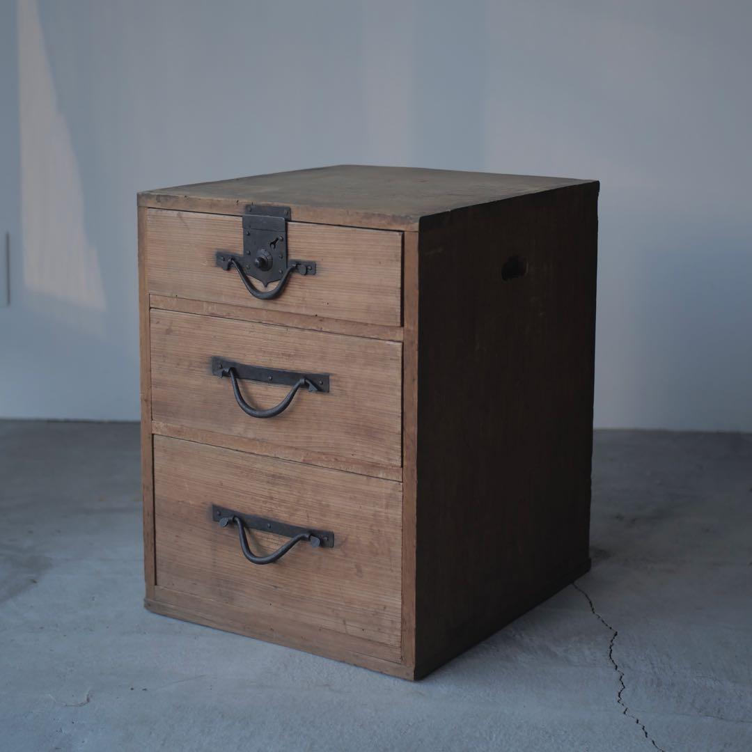 小抽斗　引き出し　収納　小物入れ　木箱　古家具　古道具　アンティーク　昭和レトロ