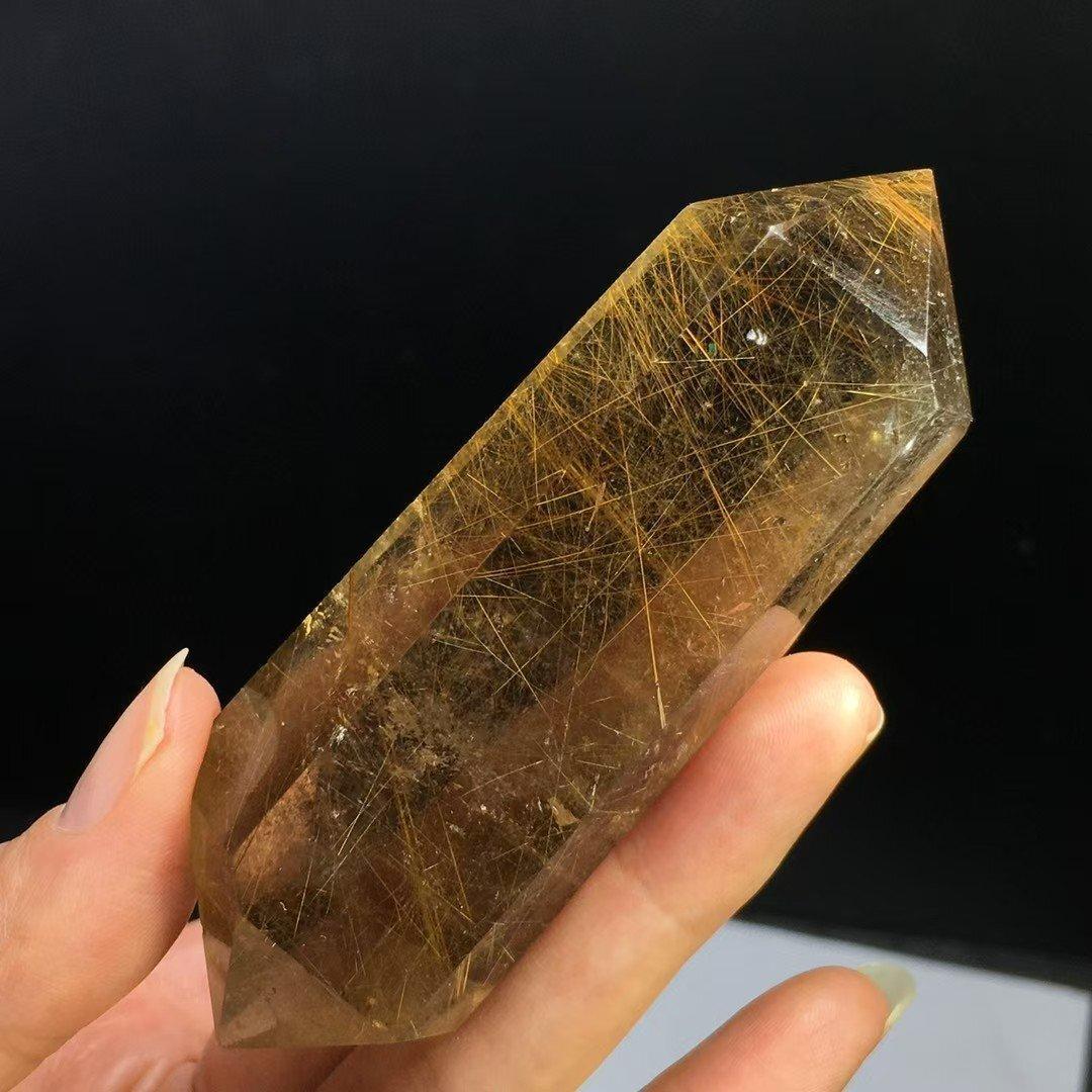 ★AAAAAAAAA級天然ゴールドルチルクォーツ六角柱B0109/YS/360A