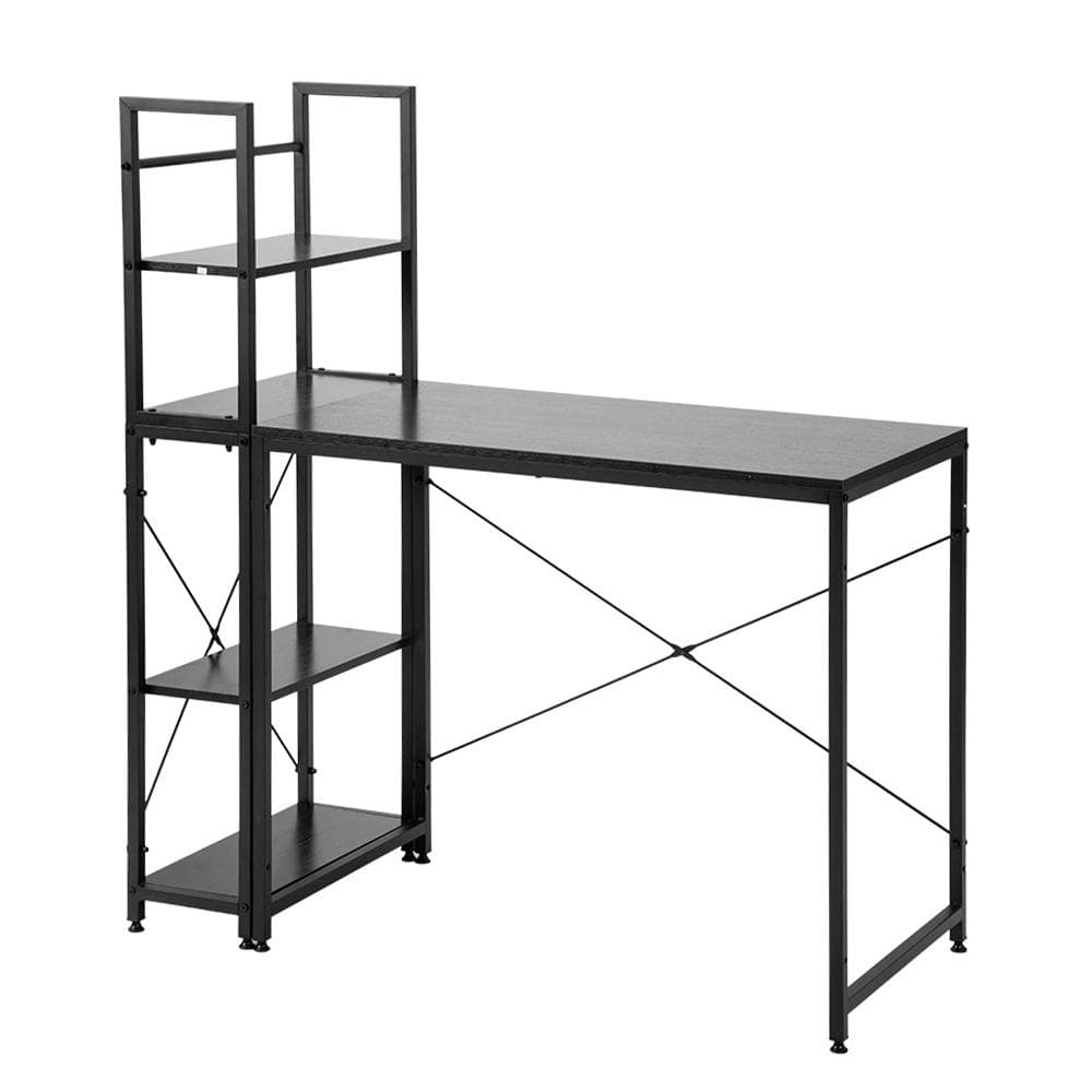 【新品】ブラック パソコンデスク ラック付き 木製 学習デスク