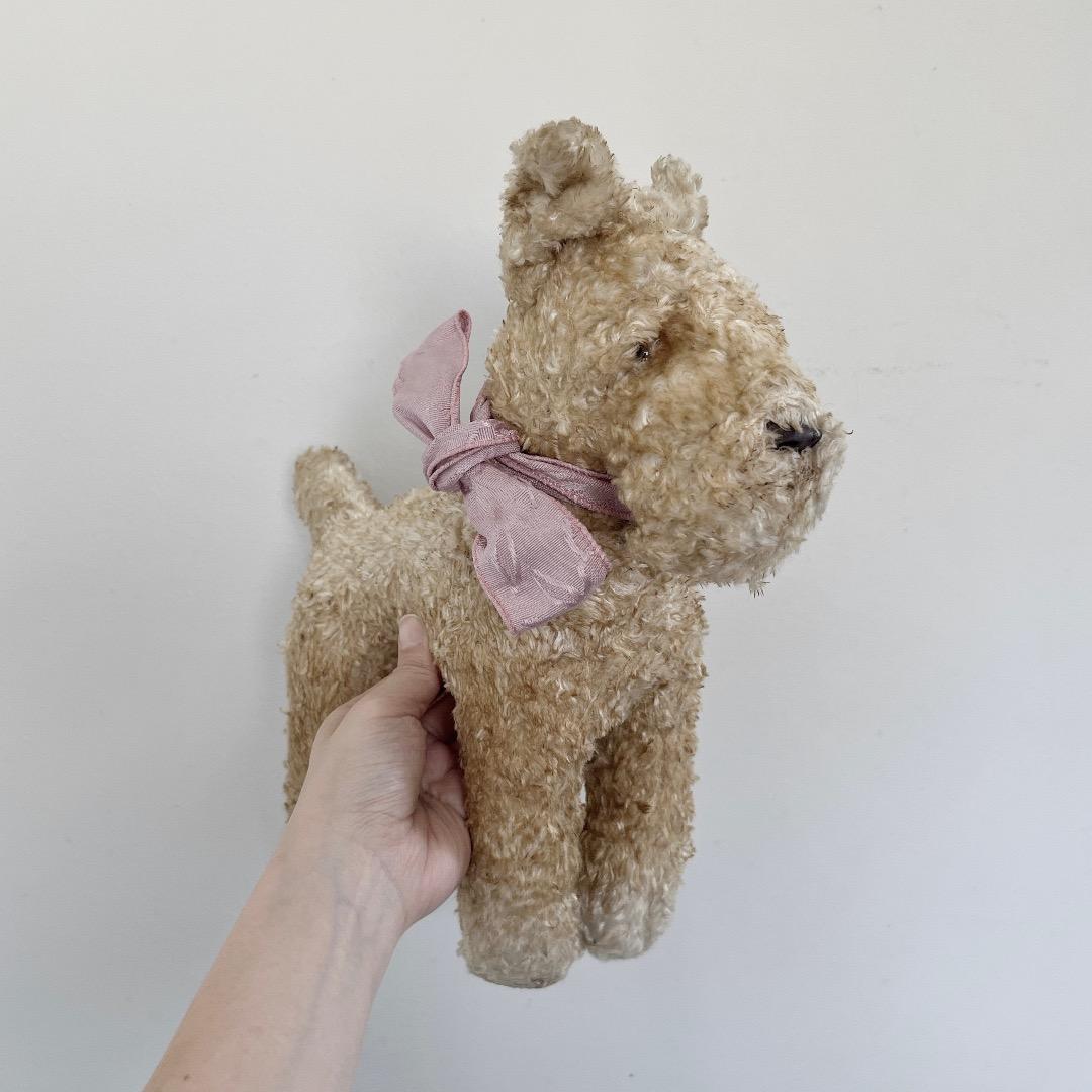 アンティーク　ぬいぐるみ　犬　テリア　人形　ヨーロッパ　ヴィンテージ