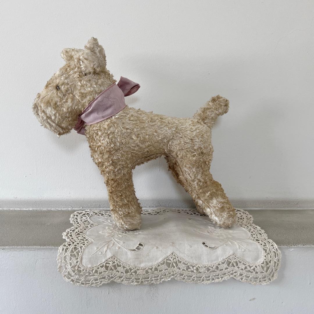 アンティーク　ぬいぐるみ　犬　テリア　人形　ヨーロッパ　ヴィンテージ