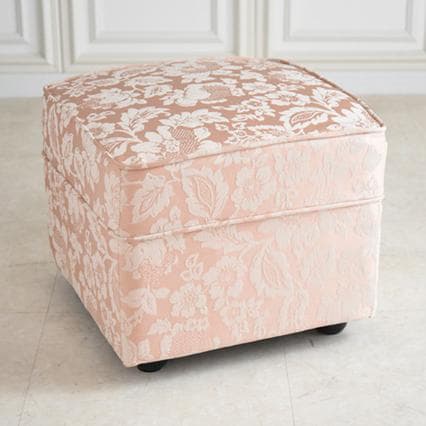 スツール オットマン 花柄ピンク W50
