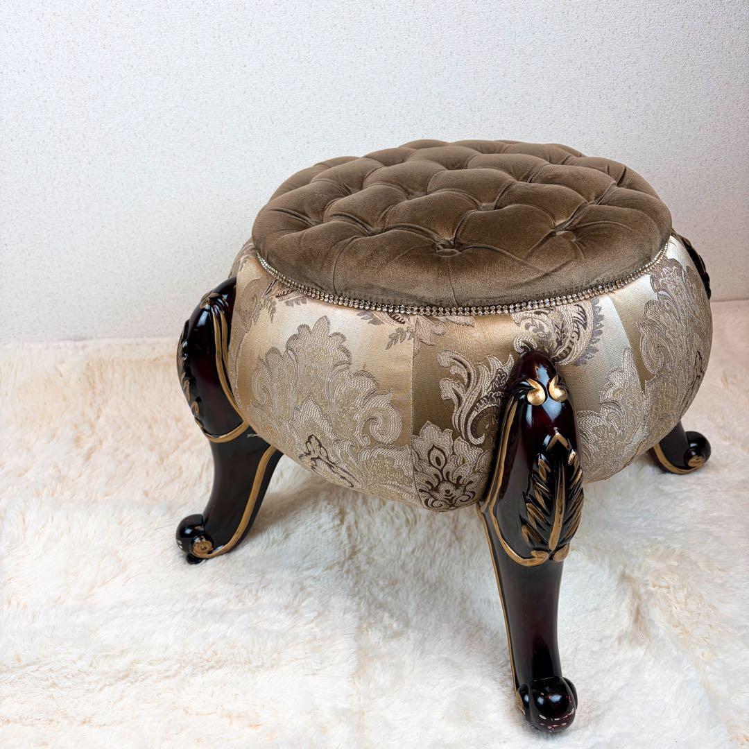 送料無料 アンティーク調チェア フットスツール 椅子 オットマン 猫脚 猫足