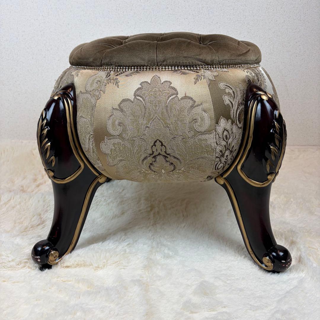 送料無料 アンティーク調チェア フットスツール 椅子 オットマン 猫脚 猫足