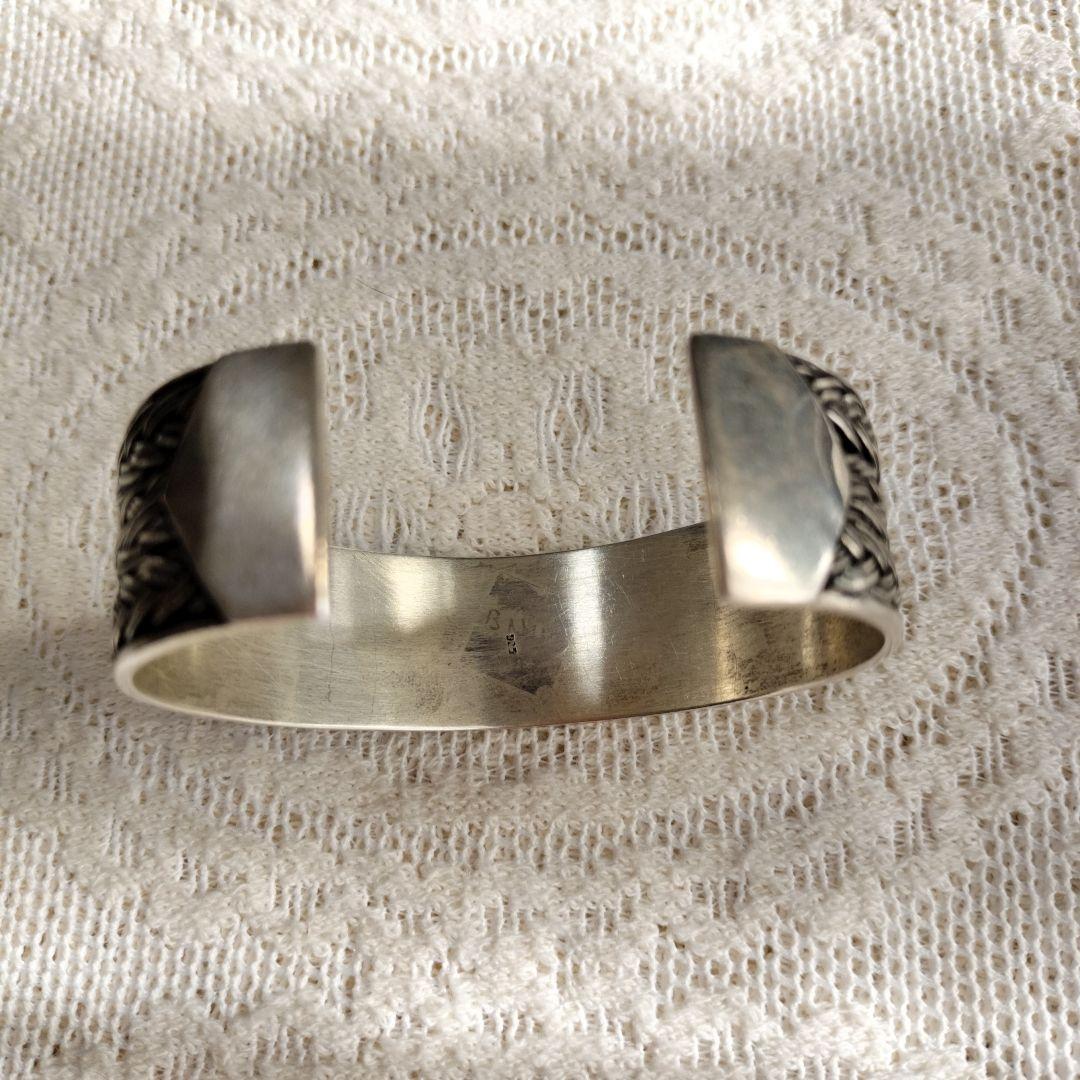 銀細工工芸品バングル、ヴィンテージ、シルバー925ブレスレット、約46.6g