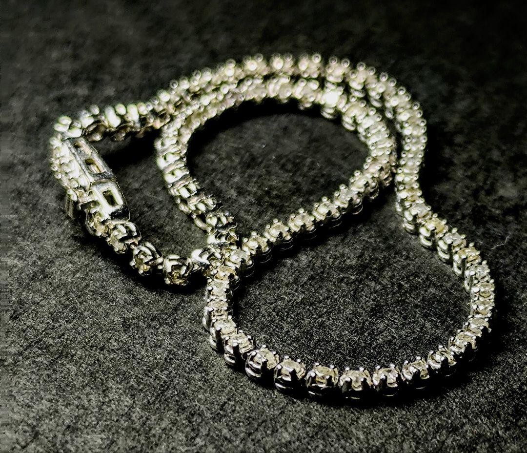 K14WG 天然ダイヤ1.00ct フルエタニティ テニスブレスレット3.9ｇ