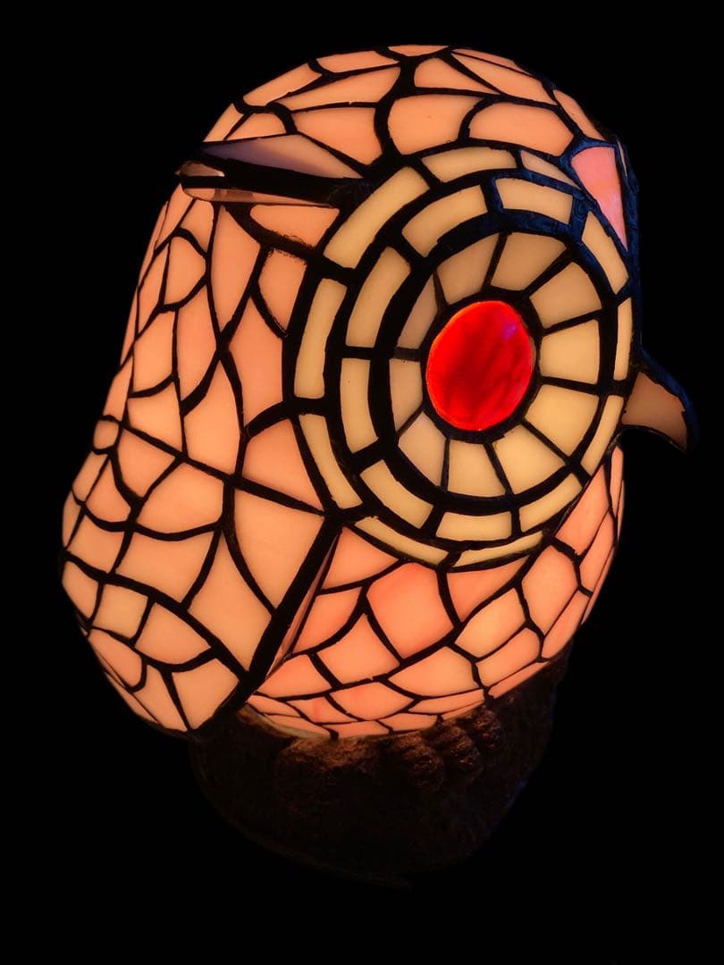 フクロウ型ステンドグラスランプ