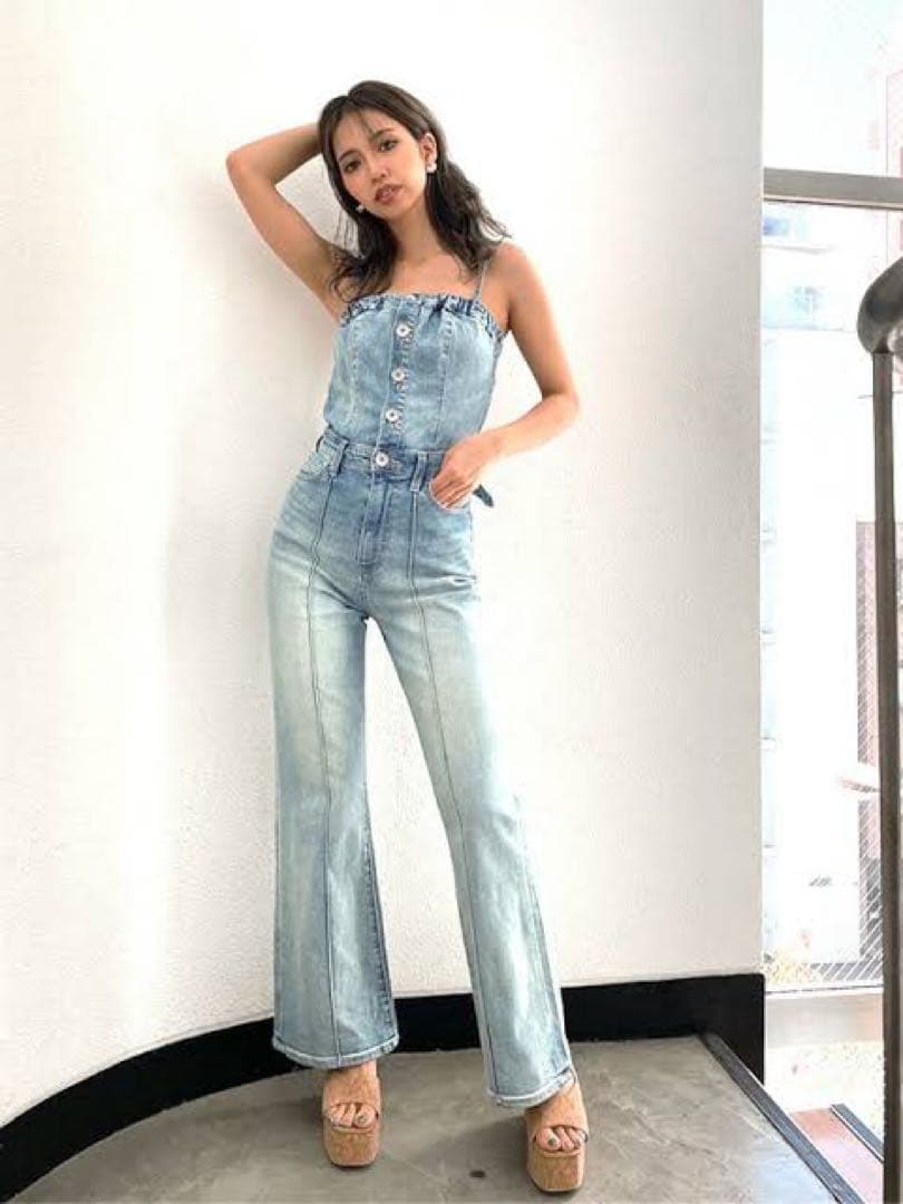 GYDAライトブルー デニム サロペット