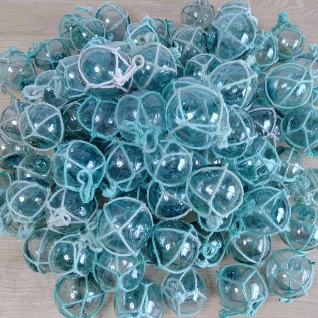 ガラス浮き球　浮き玉　ガラス玉　１００個セット　網紐付き
