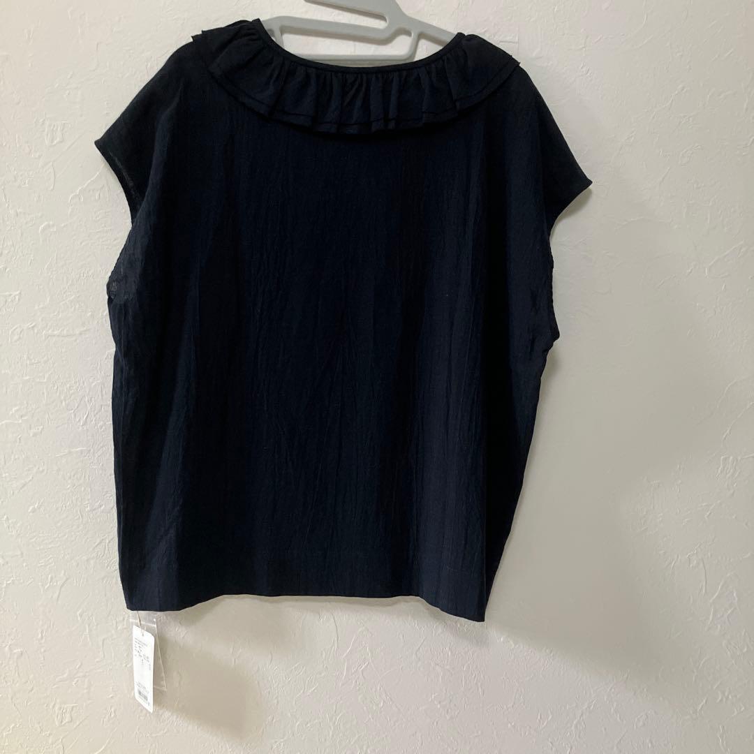 新品タグ付き アーバンリサーチ かぐれ フリルネックブラウス ネイビー