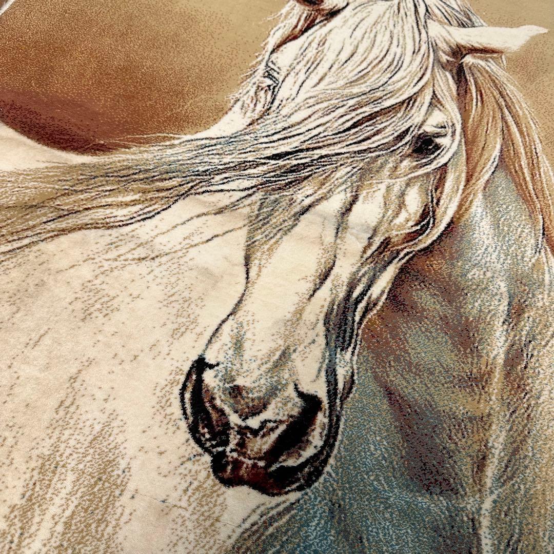 【新品未使用】絵画風絨毯　ペルシャ産　イラン　絨毯　ラグ　カーペット　馬　白馬