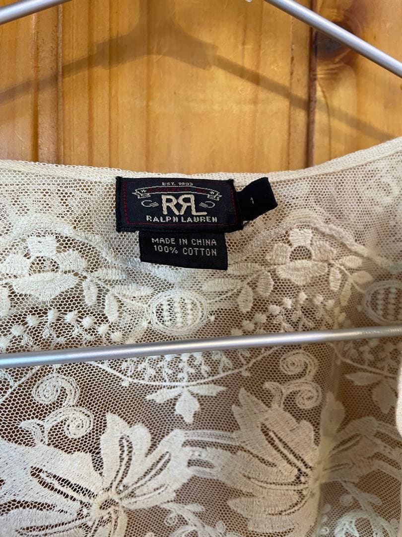 ダブルアールエル Ralph Lauren アイボリー花柄レーストップス