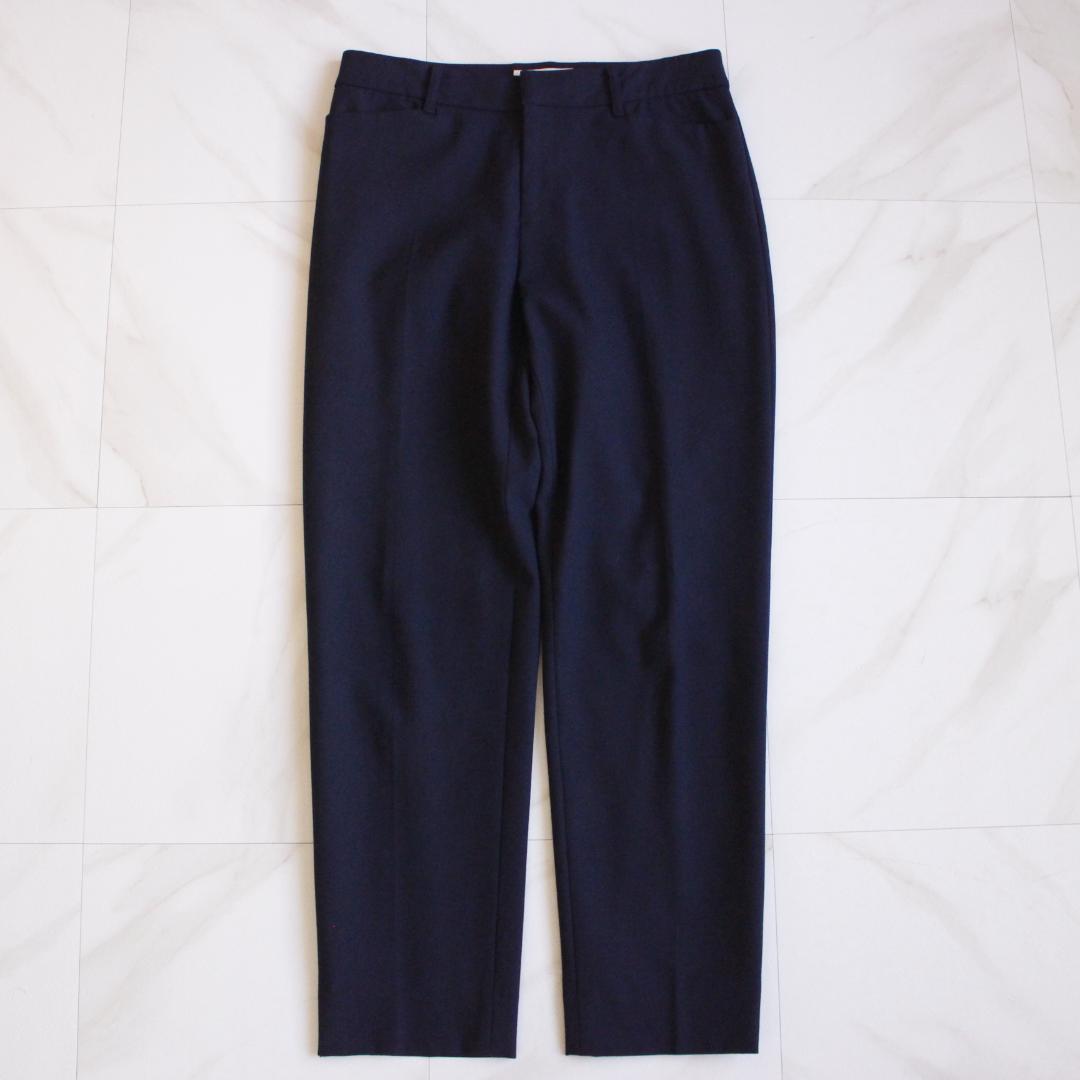 INDIVI ノーカラー セットアップスーツ Lサイズ ネイビー パンツ