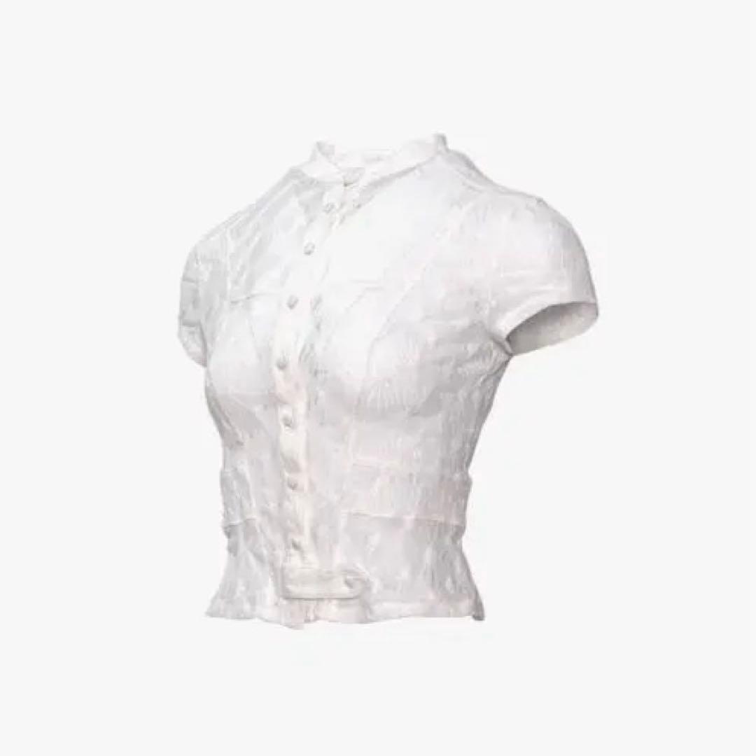 トップス theredthread S front belt blouse white