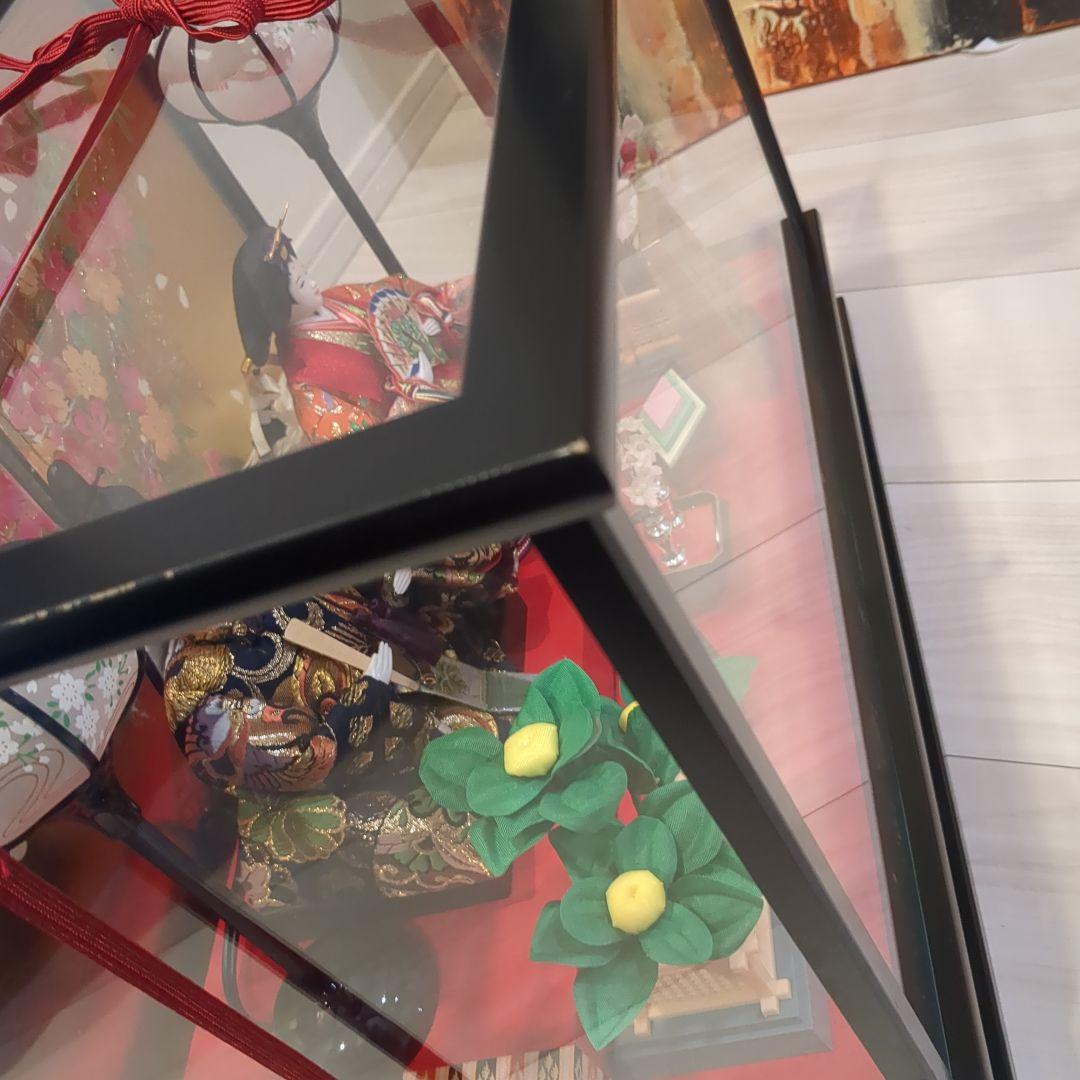 久月　よろこび雛　雛人形　お雛様　おひな様　ガラスケース　間口48cm