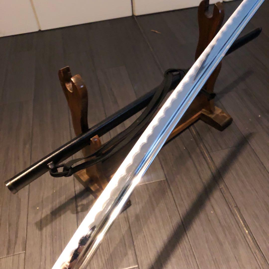 高級模造刀　居合刀　樋入り刀身　黒拵え　亜合金刀身