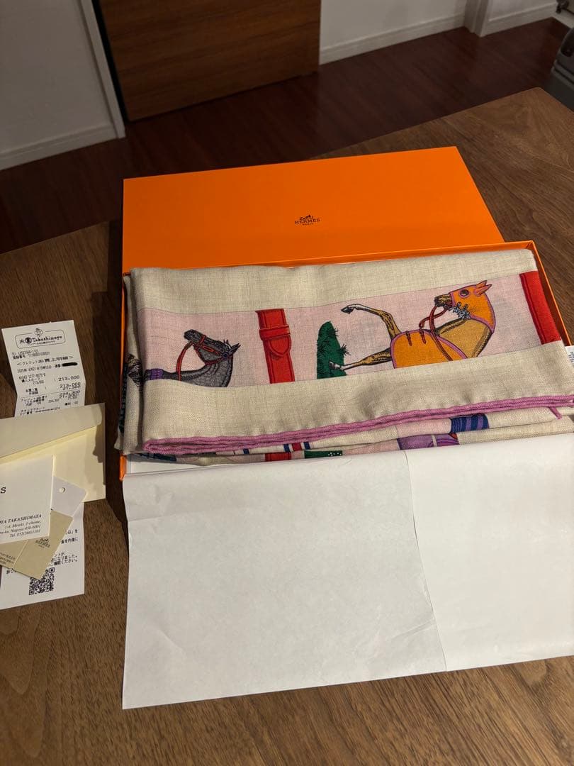 空色　今期エルメス 馬モチーフ ストール　カシシル