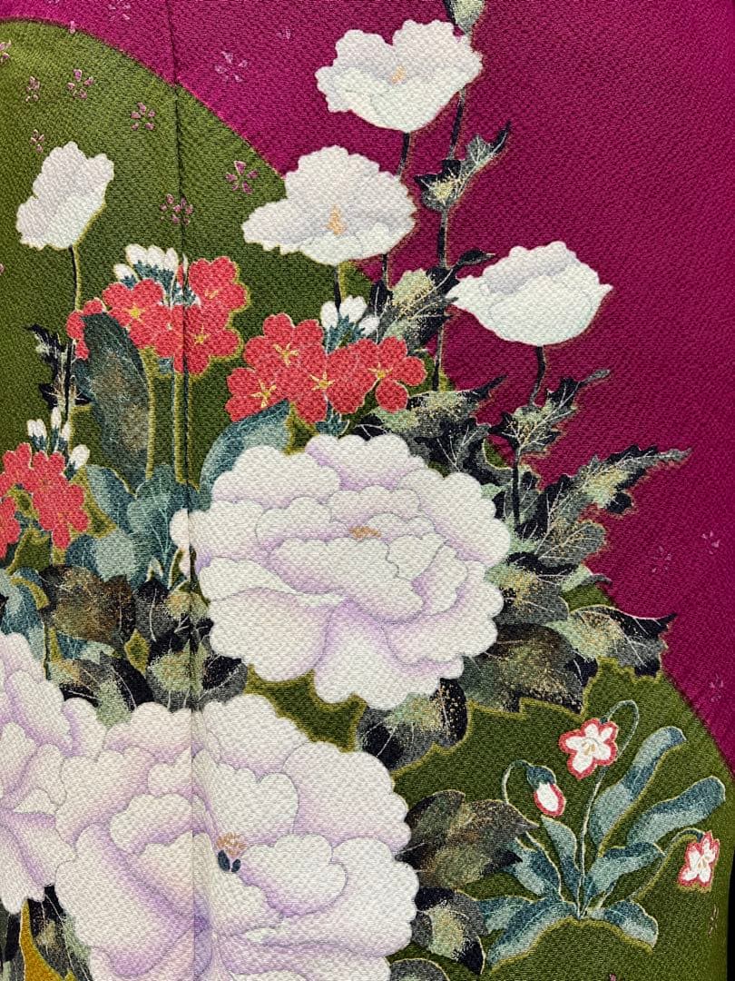 振り袖　フルセット　長襦袢　金彩加工　成人式　草花　作家物　ガード加工　676