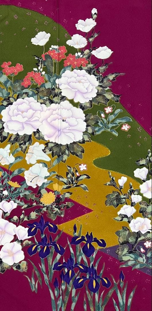 振り袖　フルセット　長襦袢　金彩加工　成人式　草花　作家物　ガード加工　676