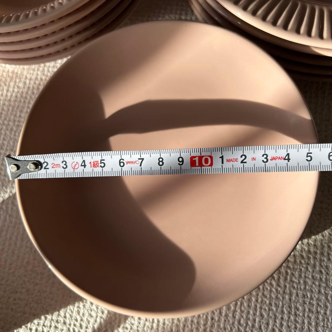 サーモンピンク陶器プレートセット　5客揃い　未使用