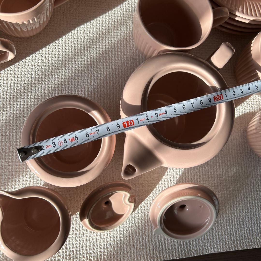 サーモンピンク陶器プレートセット　5客揃い　未使用