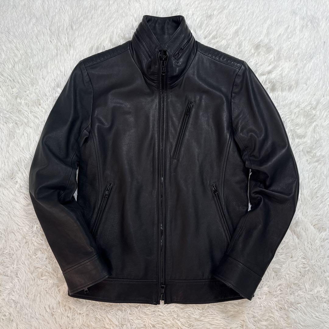 すずたろー 様 AKM シングル レザージャケット ダイヤキルト L WJK.