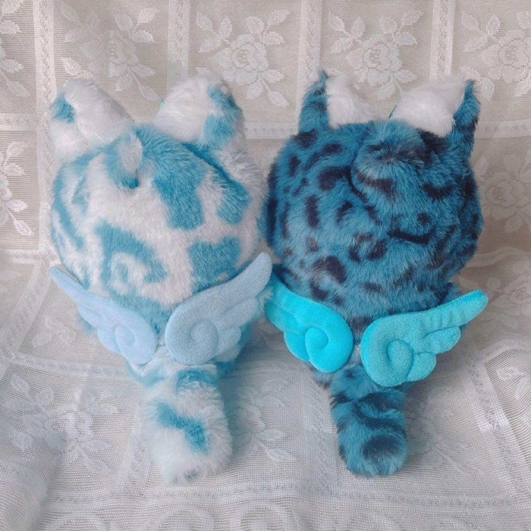 b.185 ぬい服 12cm ちびぐるみ 着ぐるみ おすわり 青色 天使狼セット