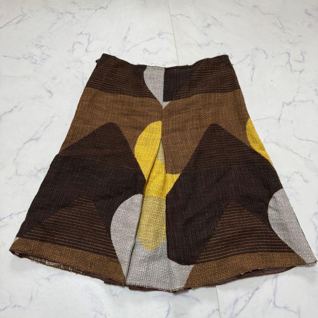 【PRADA】プラダ Aライン フレアスカート 幾何学柄 サイズ38 レディース