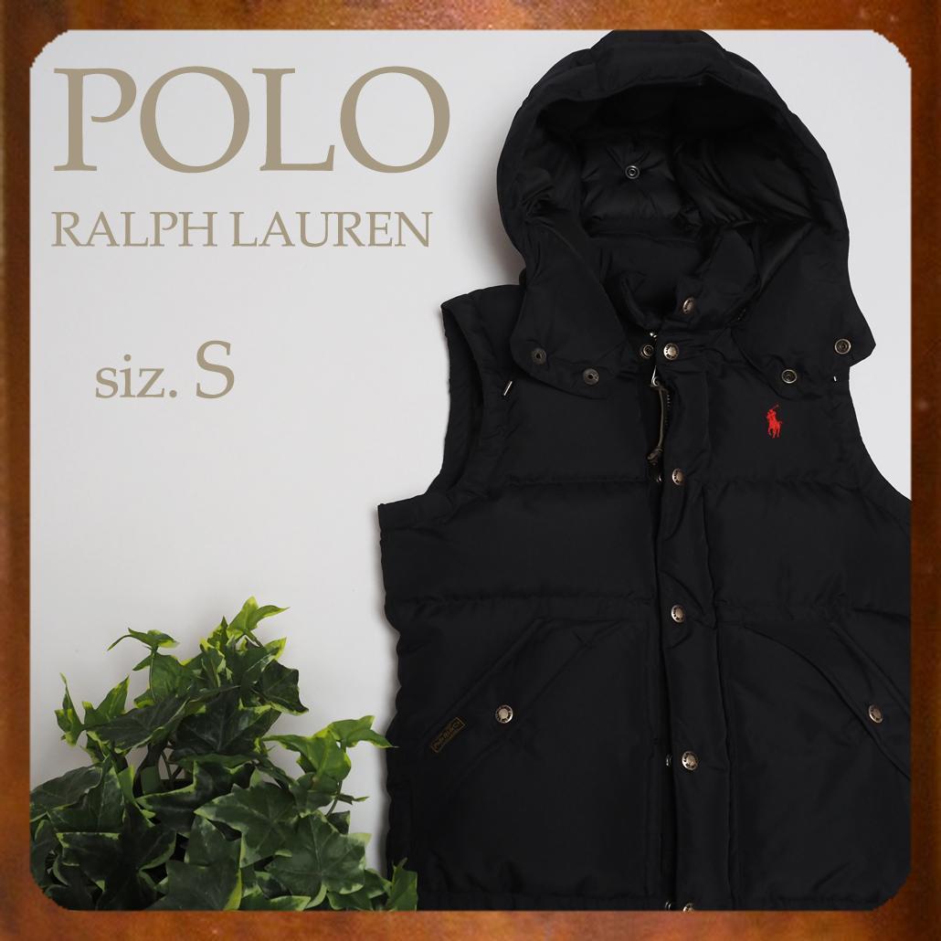 POLO RALPH LAUREN ポニー刺繍 2WAY肉厚ダウンベスト 黒S