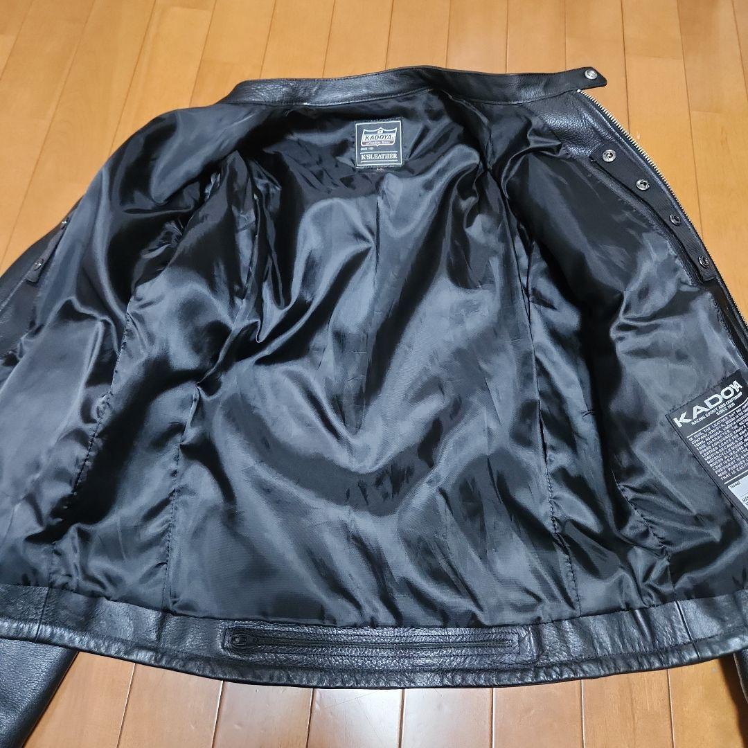 美品 KADOYA カドヤ シングルライダースジャケット 本革 牛革 LL 黒