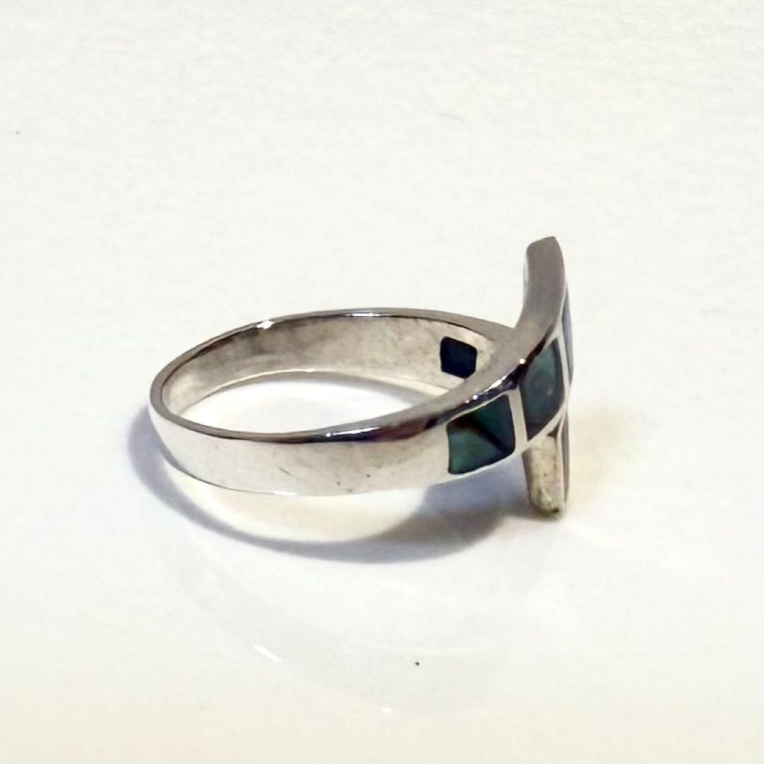 ハワイアンデザイン　ハンドメイド　アバロンシェル　925リング　フリーサイズ