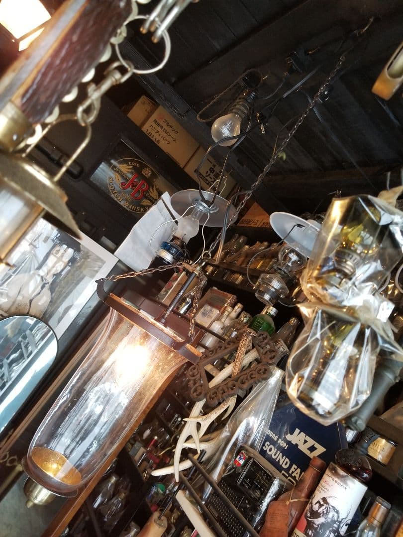 希少　ヴィンテージ　ロートアイアン　釣り鐘　気泡　手吹き　硝子　吊り下げ　ランプ