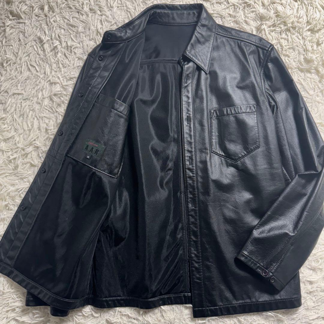【美品】ヨウジヤマモト A.A.R ダーバン 牛革 シャツ ジャケット 黒 M