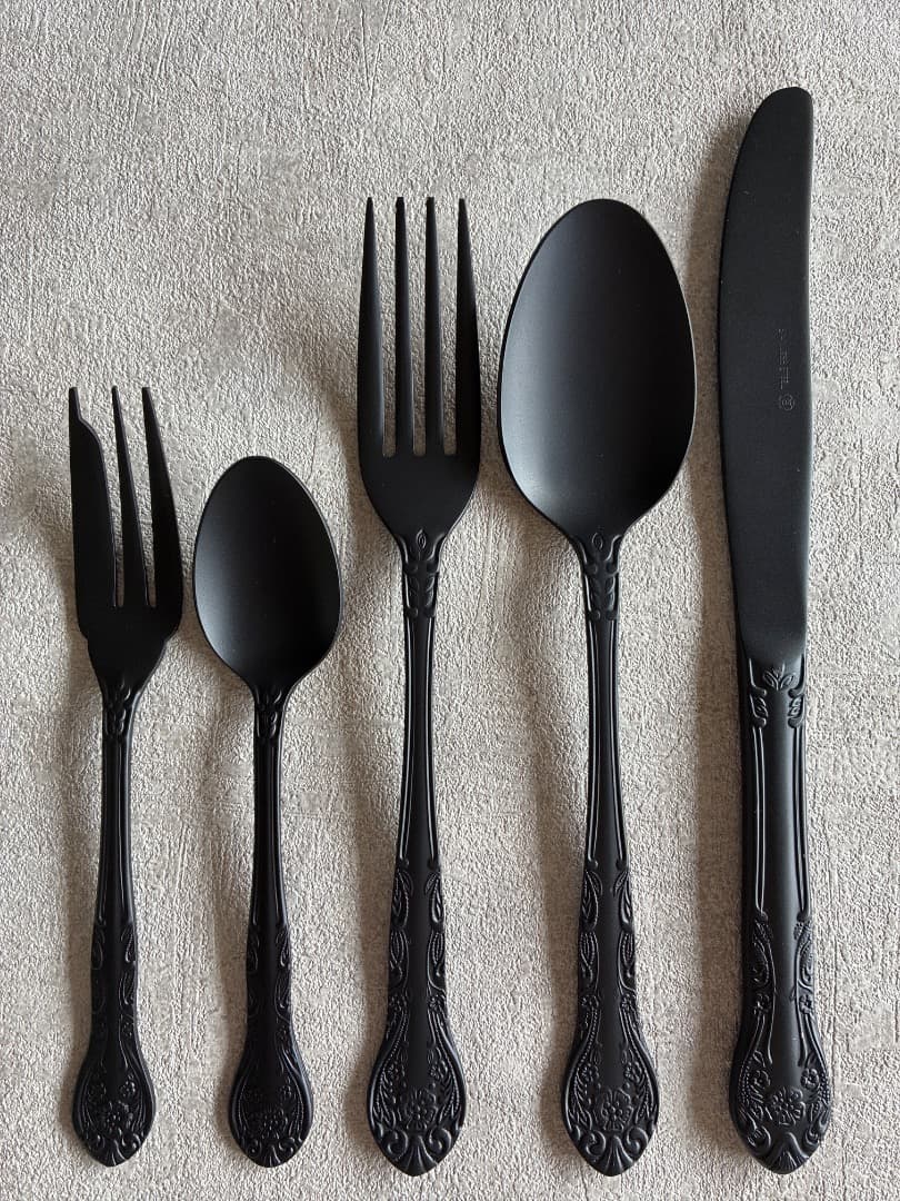 マットブラックカトラリーセット 5ピース ステンレス【新品】
