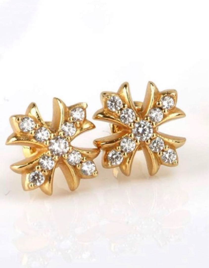 SILVER925 22kgp加工 ゴールド 金色 クロスピアス十字架　 人気