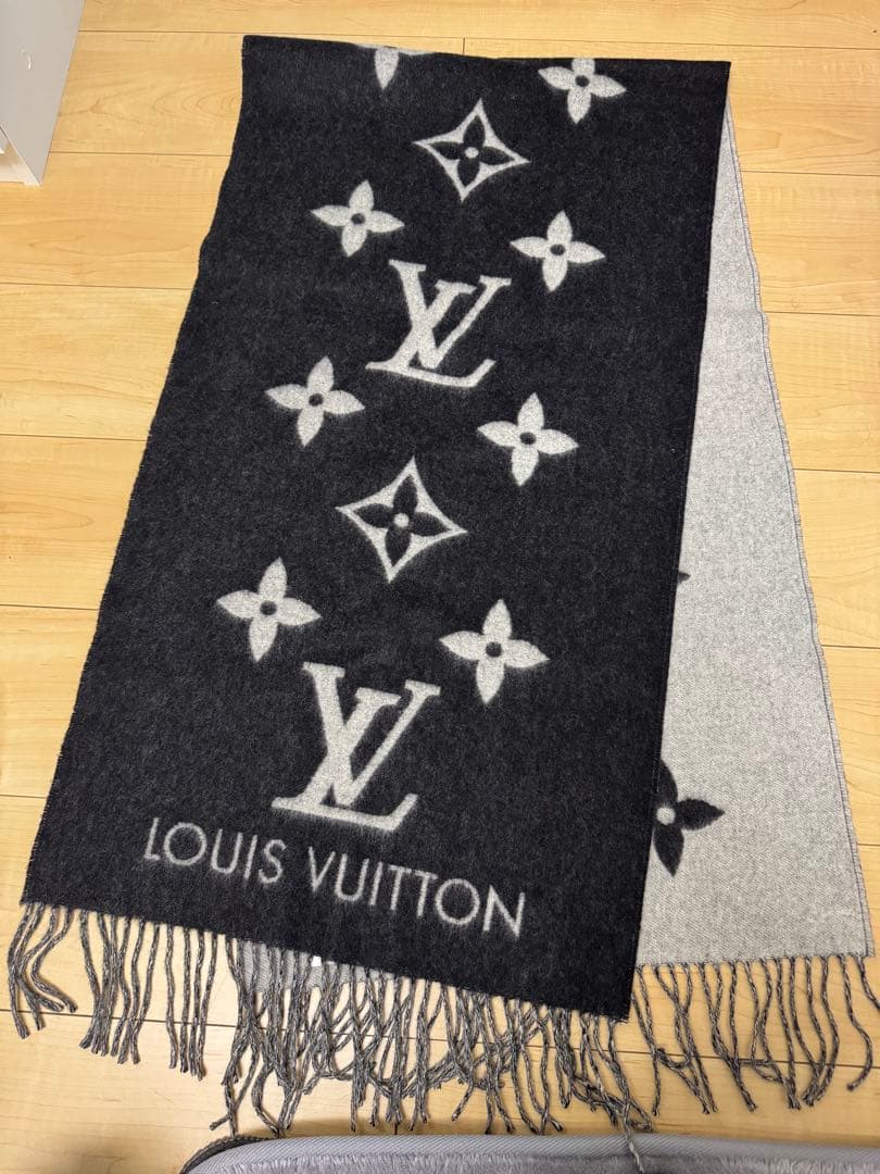 LOUIS VUITTON マフラー グレー/ブラック