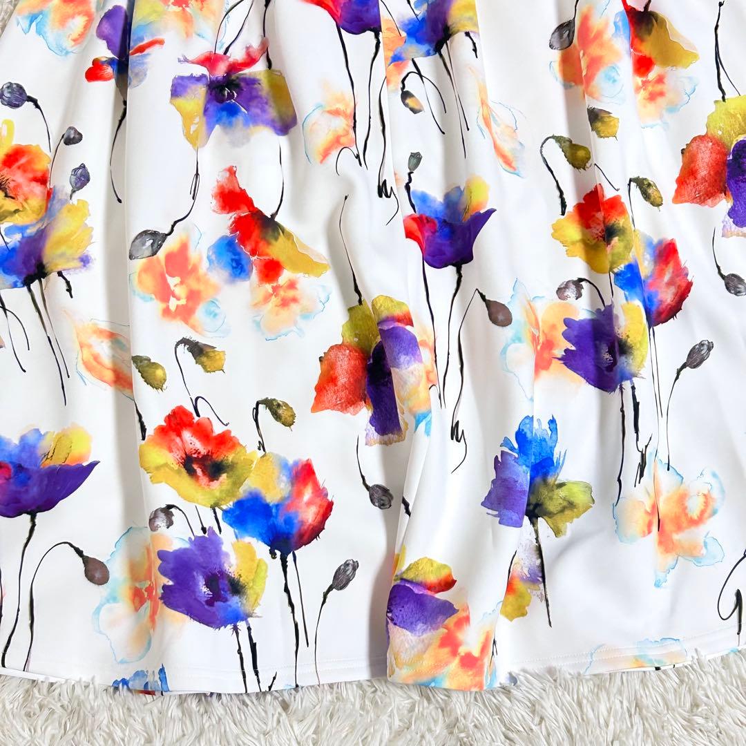 新品⭐️3.1万 ヴィヴィアンタム 水彩画 スカート 花柄 40 白 フレア 希少