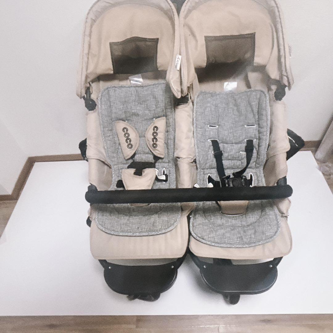 AirBuggy エアバギーココダブル 双子 2人乗りベビーカーレインカバー付