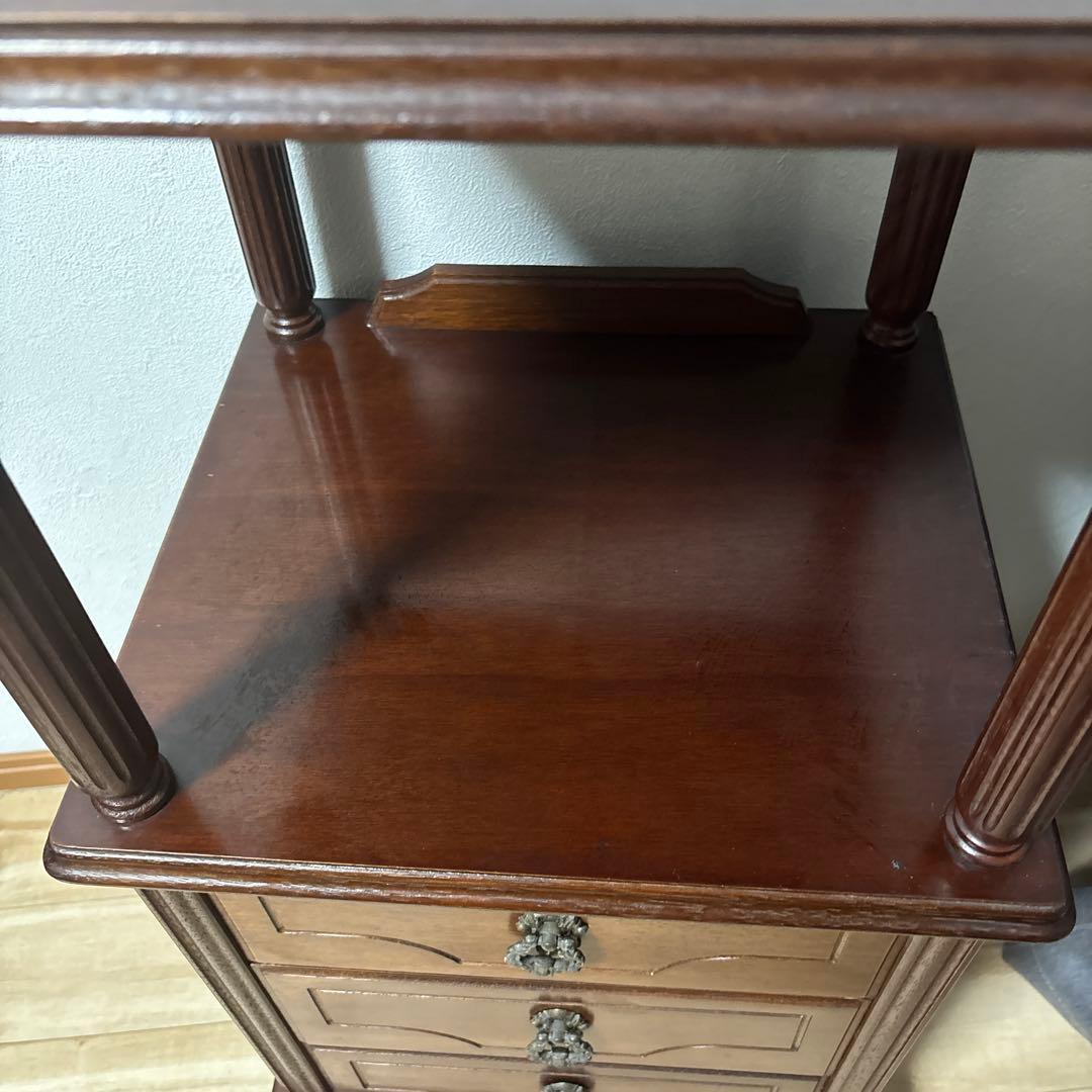 アヤノクラフト　3段引き出し付き　アンティーク　サイドテーブル　木製　最安値