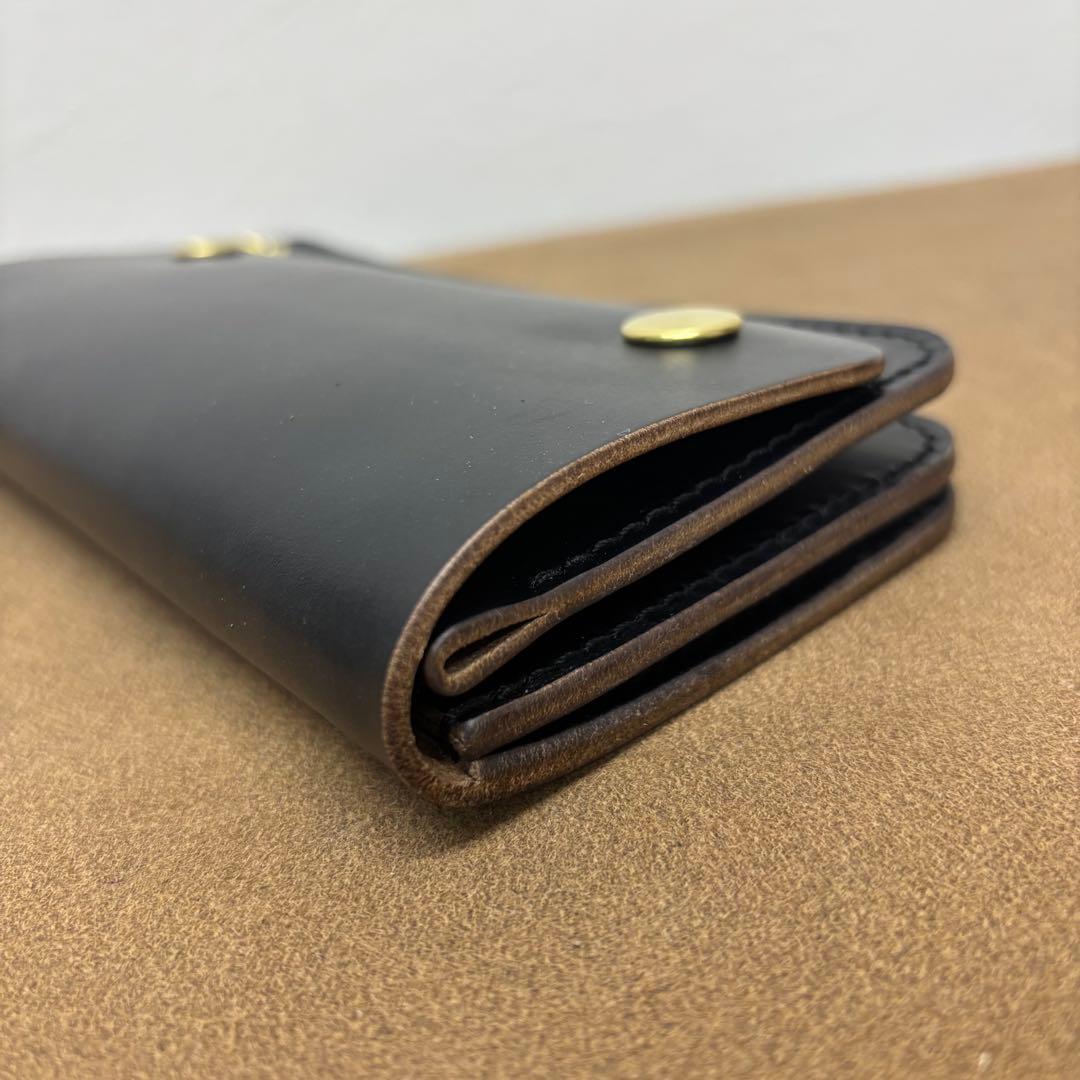 クロムエクセル　トラッカーウォレット　黒　茶心　3層　HORWEEN