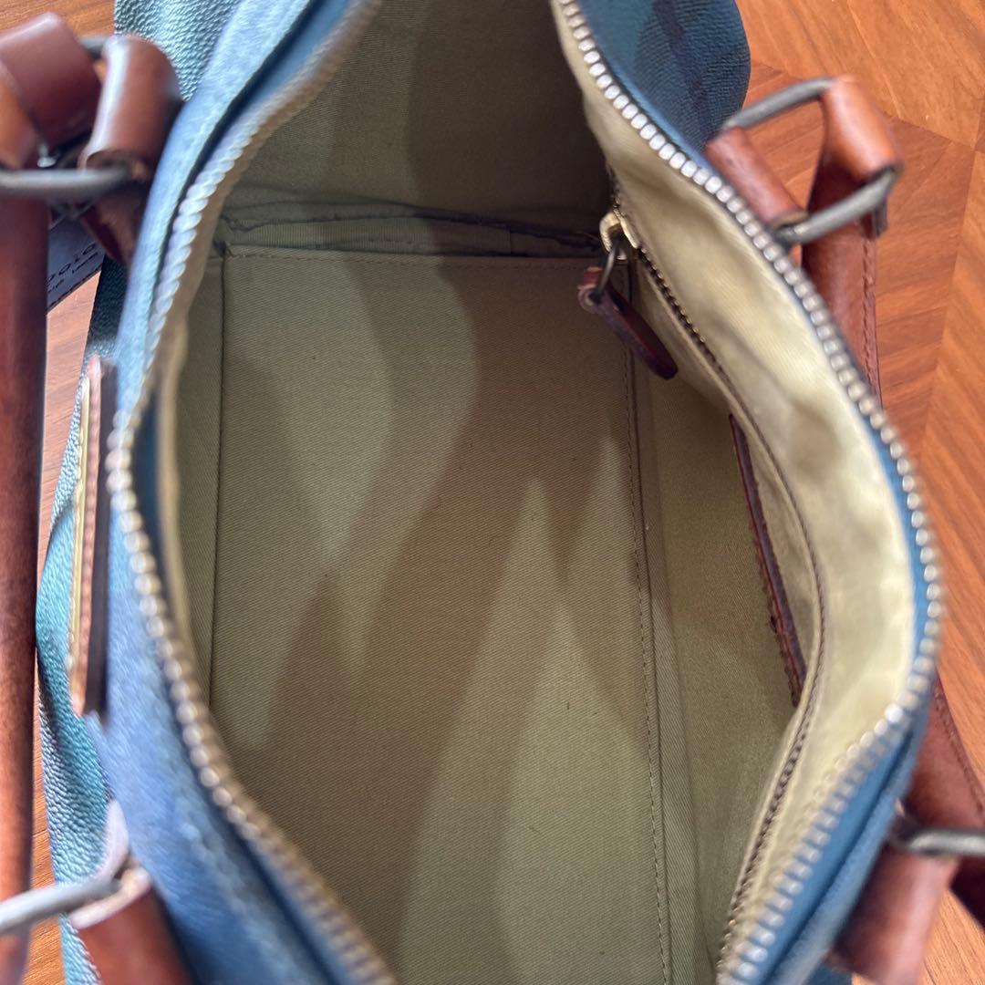 ポロラルフローレン PVCレザータグ付き ミニボストンバッグ チェック グリーン